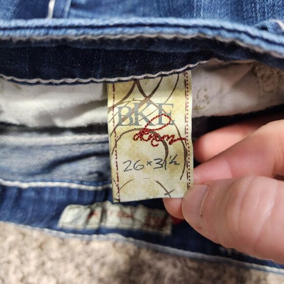 BKE Stella Boot Jeans 26x31.5 Medium Wash Distressed Stretch Embroidered Pockets - Picture 6 of 8